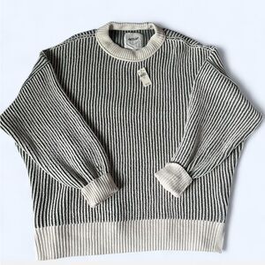 Aerie Green and White Striped Sweater